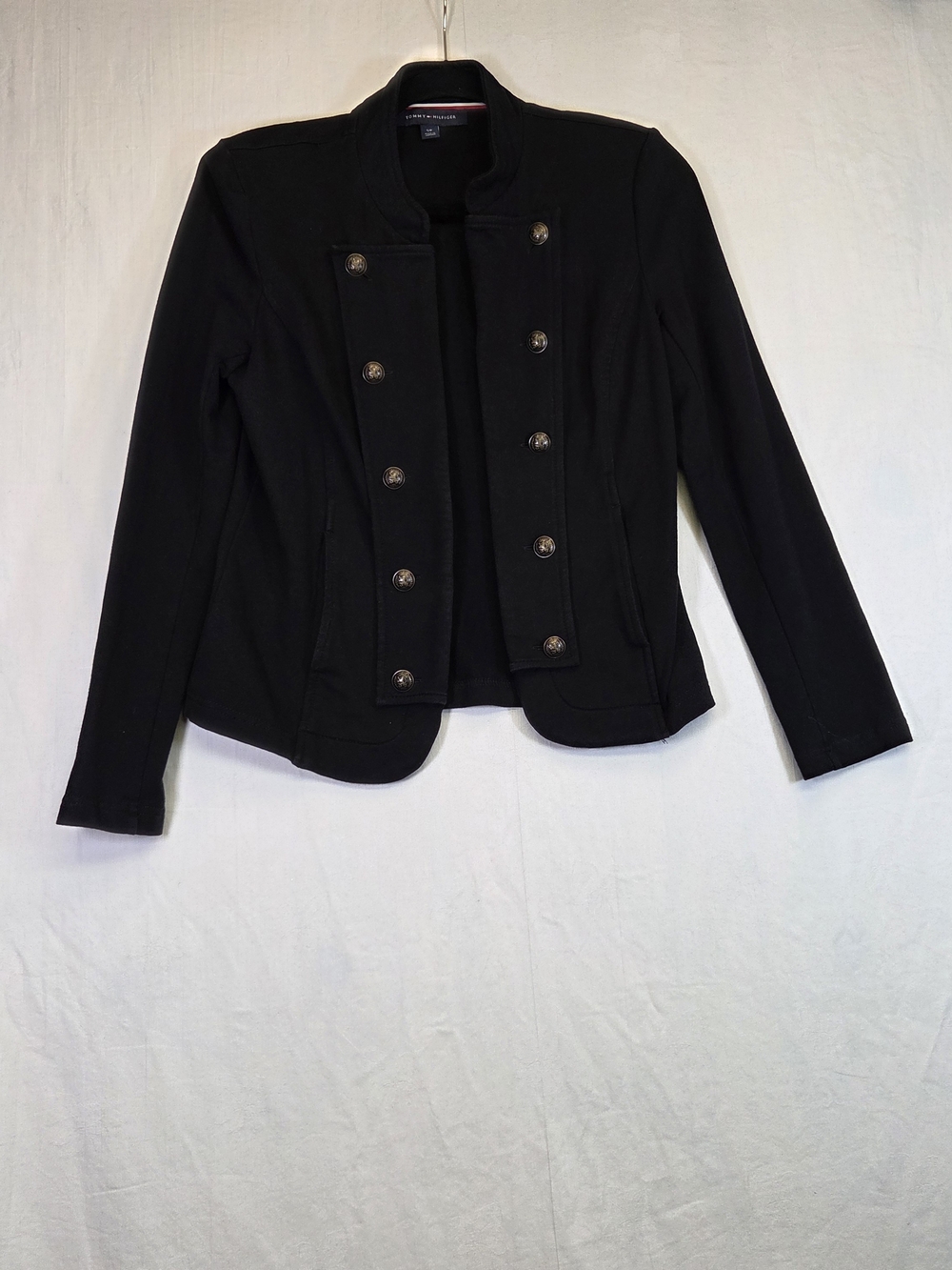 Tommy Hilfiger Women’s S/P Black Military Jacket Gold Crest Buttons. #0387 "